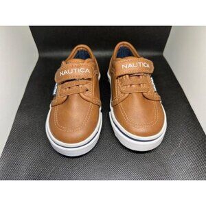 Nautica Brown Toddler Shoes With Hook & Loop Velcro Straps Stylish Sturdy Size 5